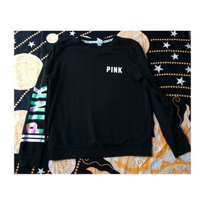 PINK Floral black sweatshirt